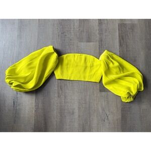 Yaura Revolve Crop Top In Bright Green Puffed Sleeves Size 6 UK / 2 US Woman's